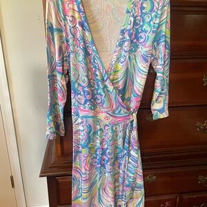 Colorful Swirl Wrap Dress Lily Pulitzer m